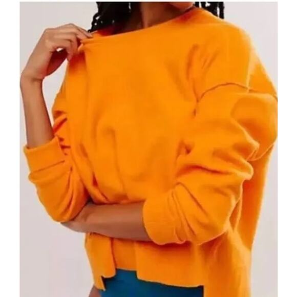 Free People Sweaters - Free People Luna Pullover Sweater Bright Marigold Orange Size Medium NEW $148